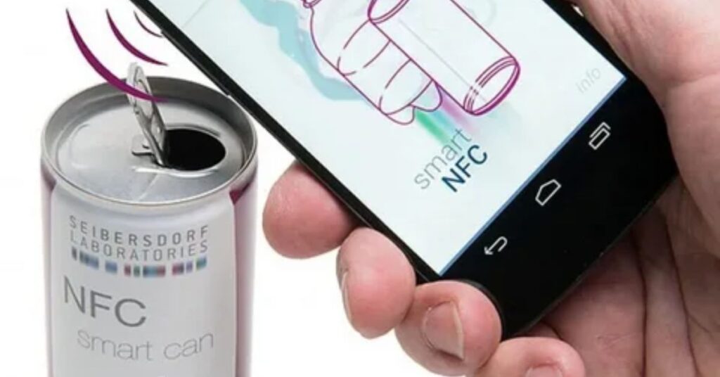 NFC tag attached to milk carton for freshness detection