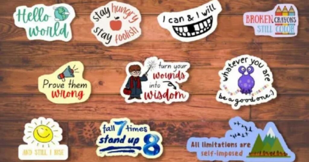 Step-by-step process of designing and printing custom stickers for packaging using brand colors and simple layouts.