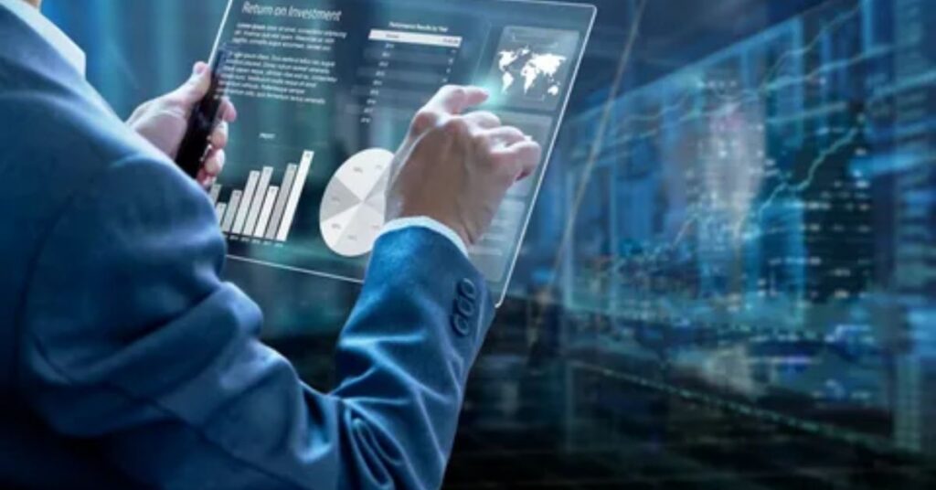 Professional analyzing digital finance data for international fintech projects