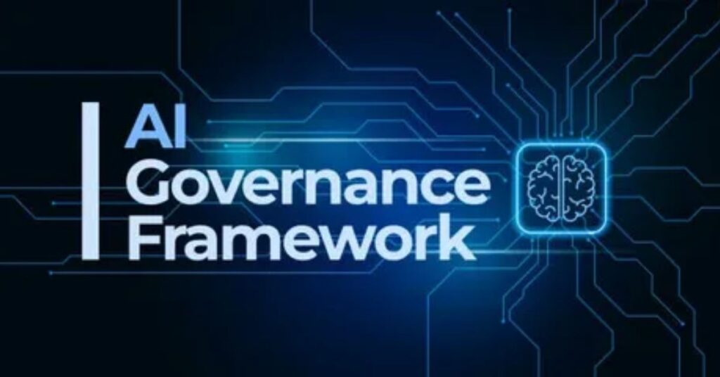 Diagram of AI applications in business, demonstrating how AI systems improve efficiency and decision-making under governance policies.