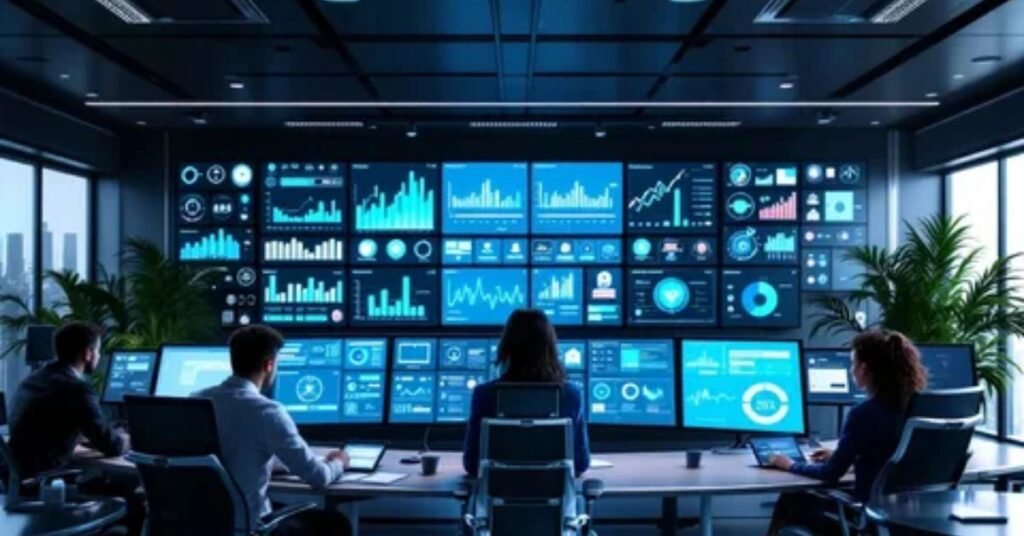 AI threat analytics dashboard showing real-time alerts